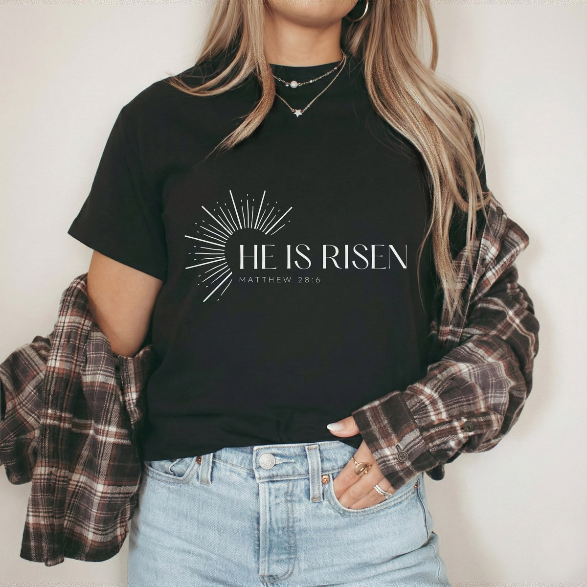 He Is Risen Matthew 28:6 Sunburst – He is Risen – Unisex Tshirt / Hoodie / Sweatshirt