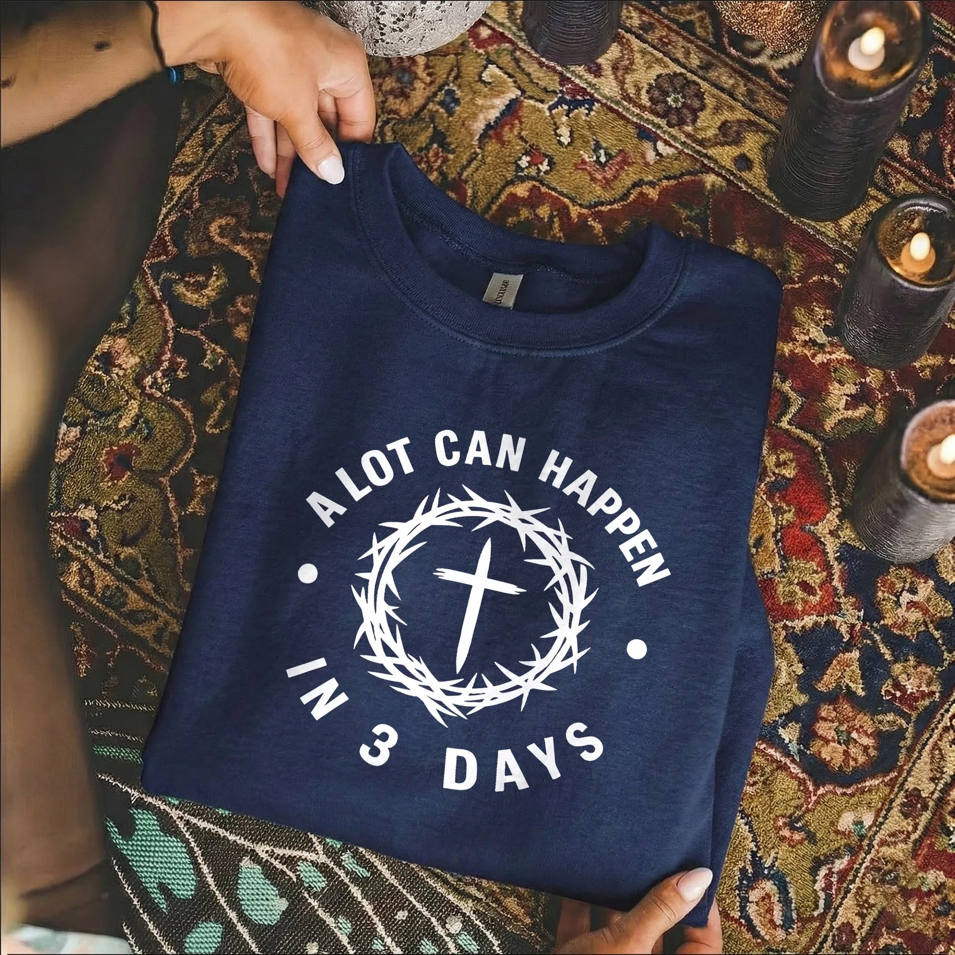 A Lot Can Happen In 3 Days Circle Text – He is Risen – Unisex Tshirt / Hoodie / Sweatshirt - Faith Guided Life