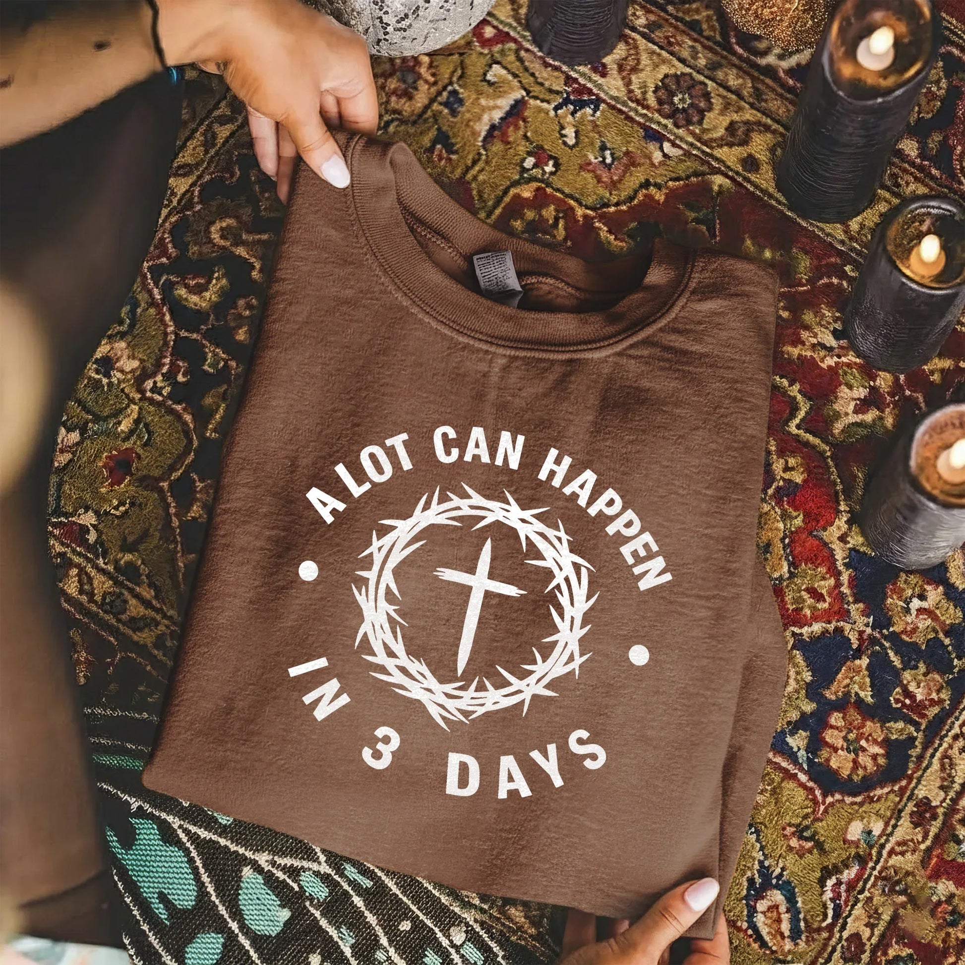 A Lot Can Happen In 3 Days Circle Text – He is Risen – Unisex Tshirt / Hoodie / Sweatshirt - Faith Guided Life