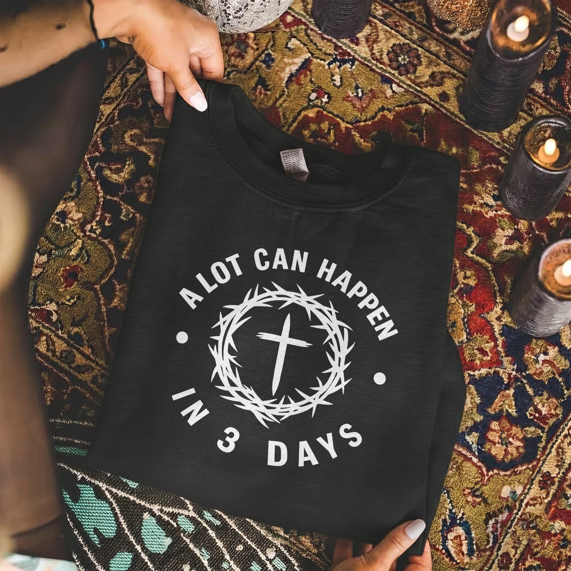 A Lot Can Happen In 3 Days Circle Text – He is Risen – Unisex Tshirt / Hoodie / Sweatshirt - Faith Guided Life