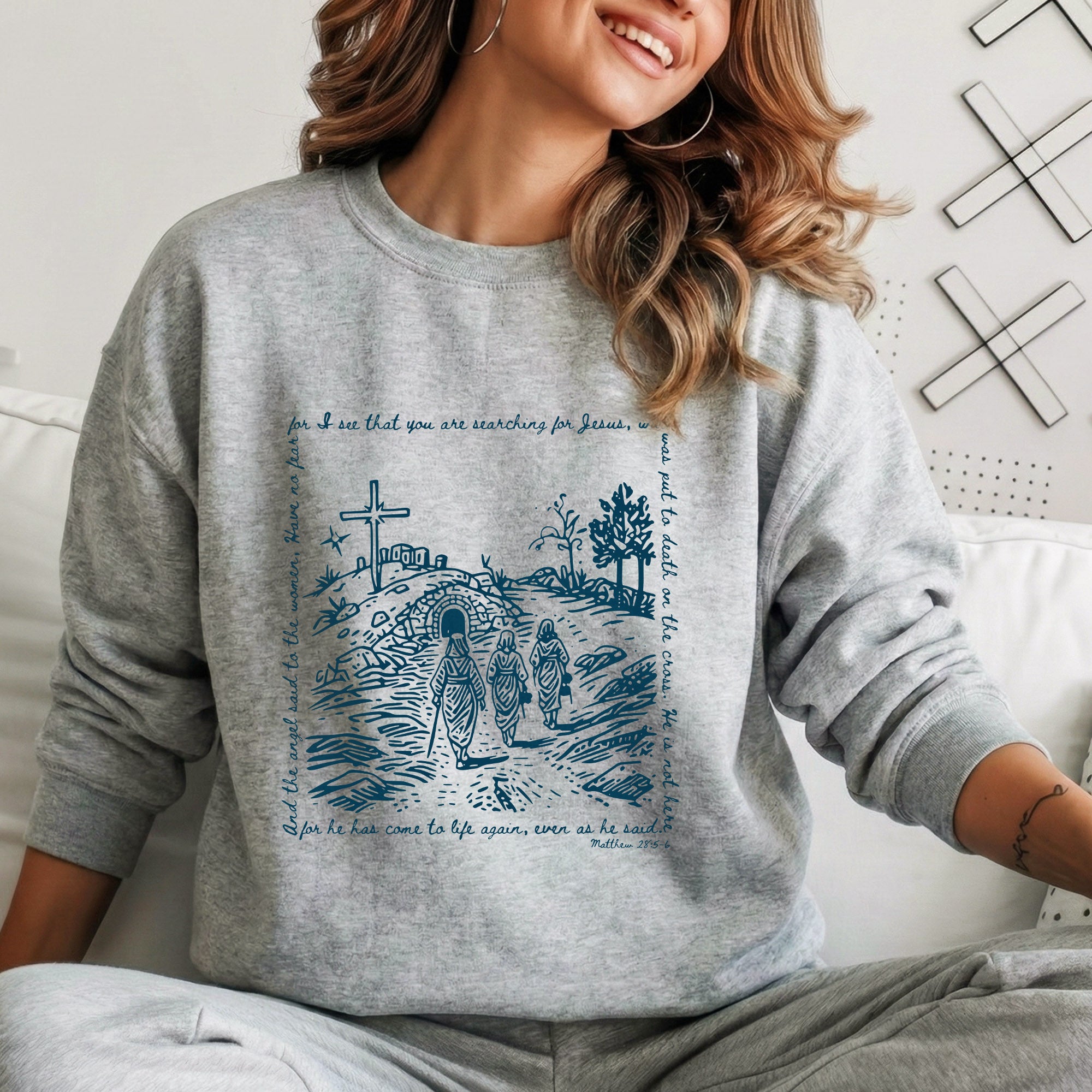 Matthew 28:5-6 Scripture Border – Faith Message– Unisex Tshirt / Hoodie / Sweatshirt