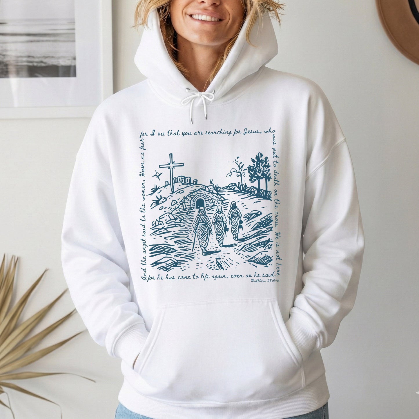 Matthew 28:5-6 Scripture Border – Faith Message– Unisex Tshirt / Hoodie / Sweatshirt