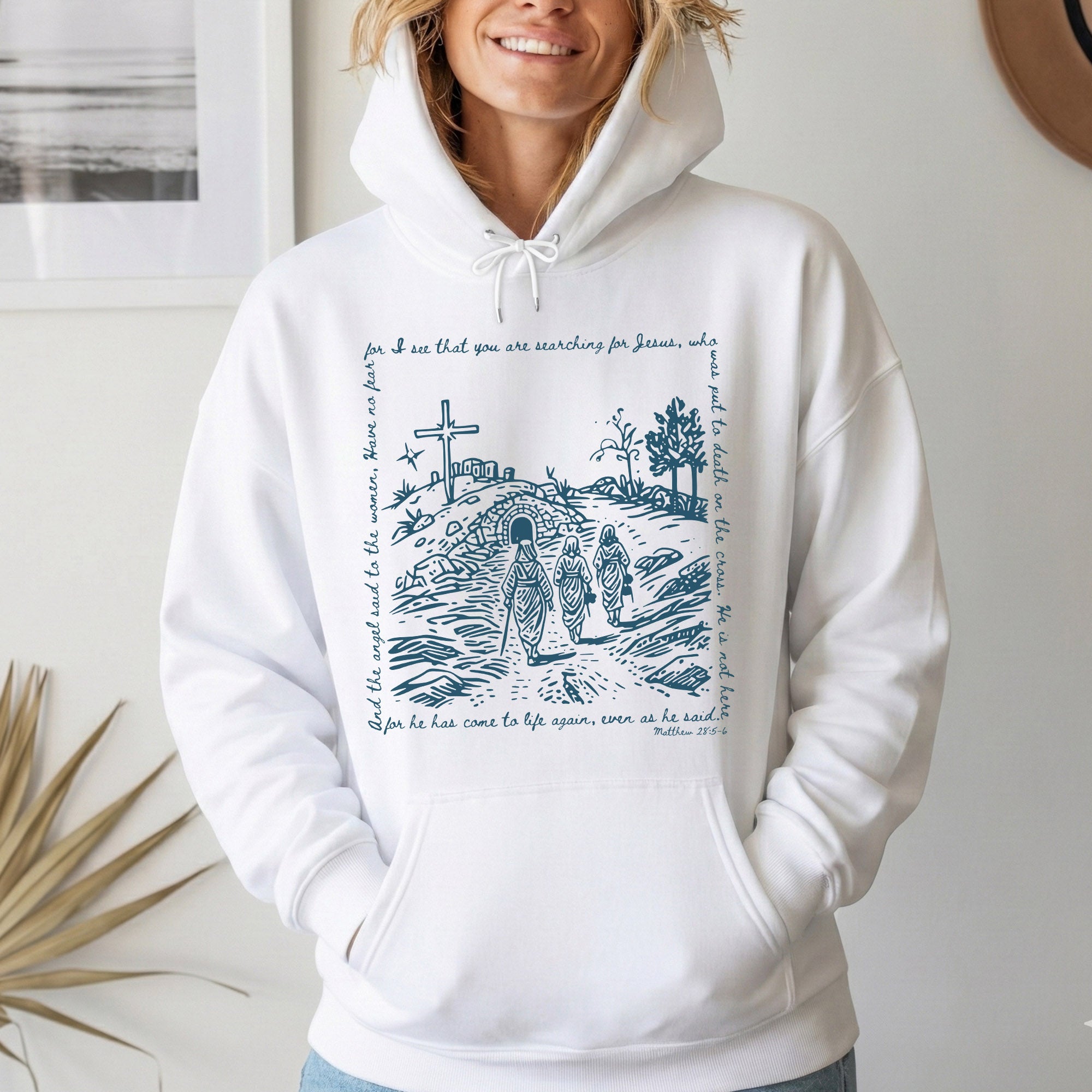 Matthew 28:5-6 Scripture Border – Faith Message– Unisex Tshirt / Hoodie / Sweatshirt
