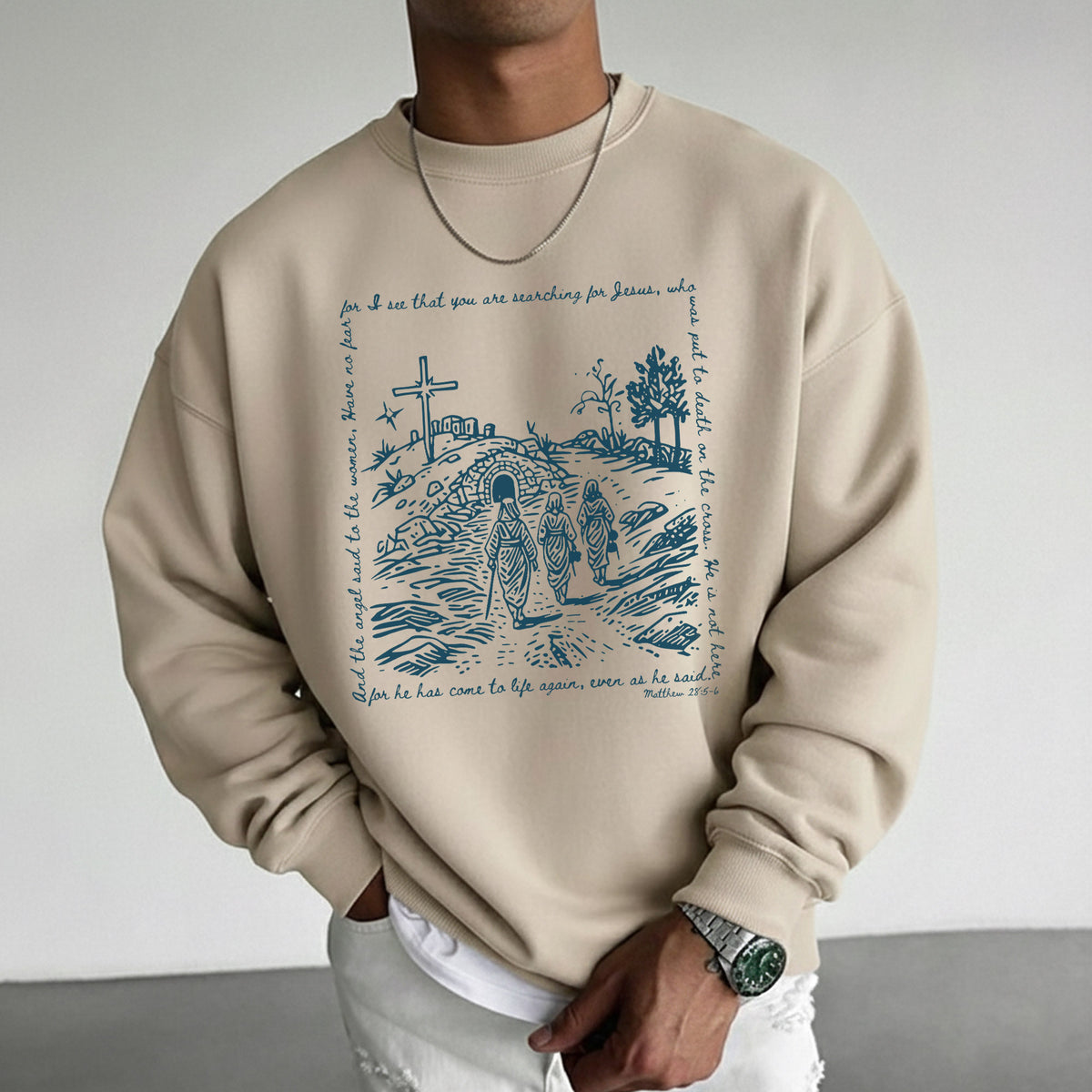 Matthew 28:5-6 Scripture Border – Faith Message– Unisex Tshirt / Hoodie / Sweatshirt
