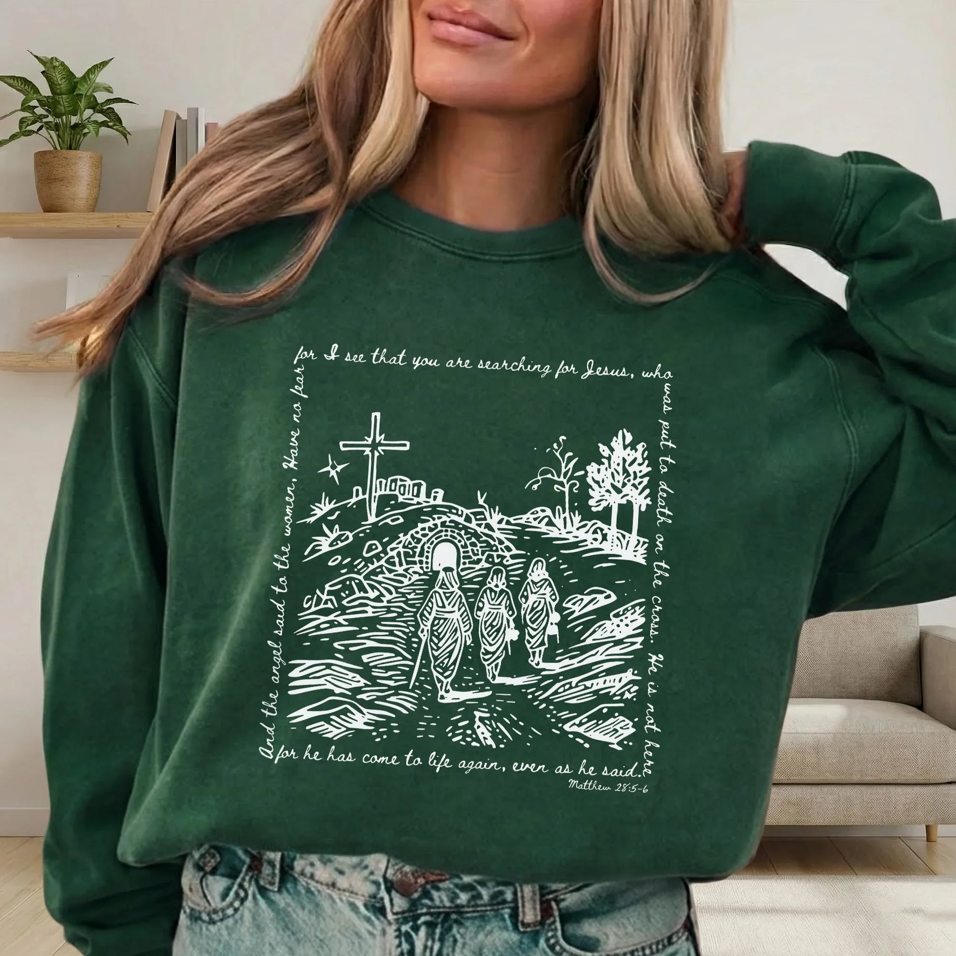 Matthew 28:5-6 Scripture Border – Faith Message– Unisex Tshirt / Hoodie / Sweatshirt - Faith Guided Life