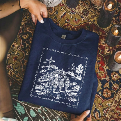 Matthew 28:5-6 Scripture Border – Faith Message– Unisex Tshirt / Hoodie / Sweatshirt - Faith Guided Life