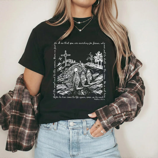 Matthew 28:5-6 Scripture Border – Faith Message– Unisex Tshirt / Hoodie / Sweatshirt - Faith Guided Life