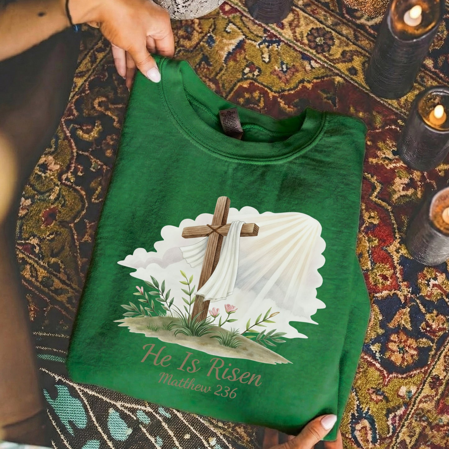 [COMFORT T-SHIRT] He Is Risen Matthew 28:6 Watercolor – He is Risen