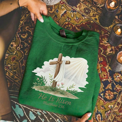 [COMFORT T-SHIRT] He Is Risen Matthew 28:6 Watercolor – He is Risen