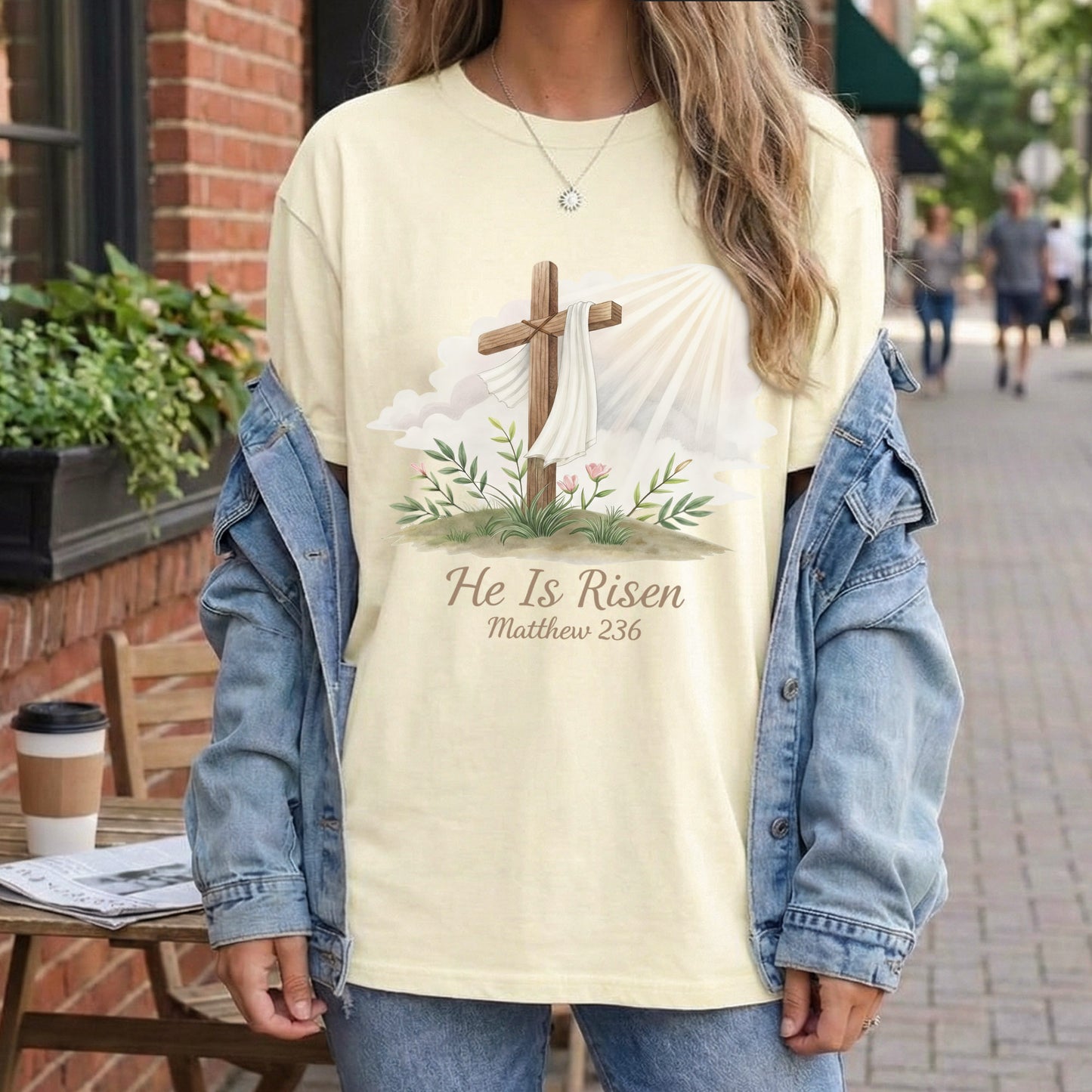 [COMFORT T-SHIRT] He Is Risen Matthew 28:6 Watercolor – He is Risen