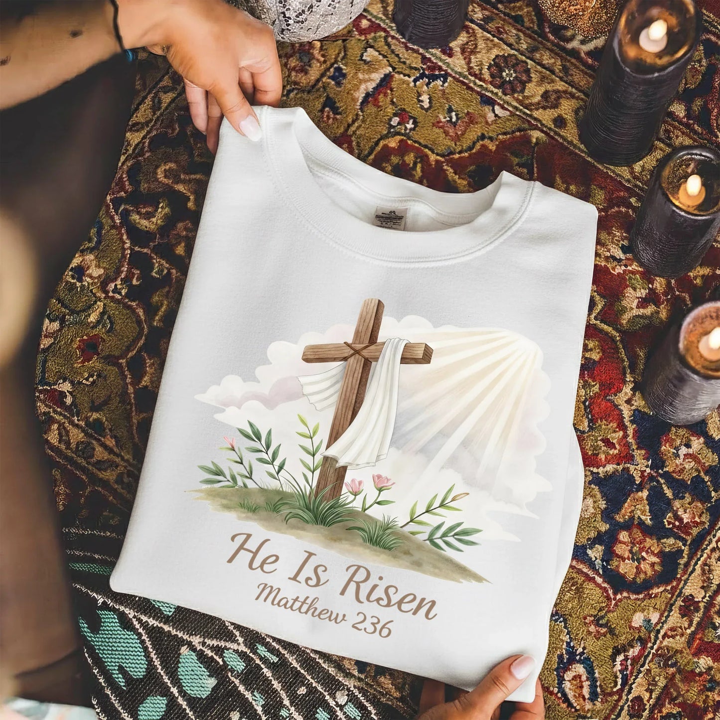 He Is Risen Matthew 28:6 Watercolor – He is Risen – Unisex Tshirt / Hoodie / Sweatshirt - Faith Guided Life