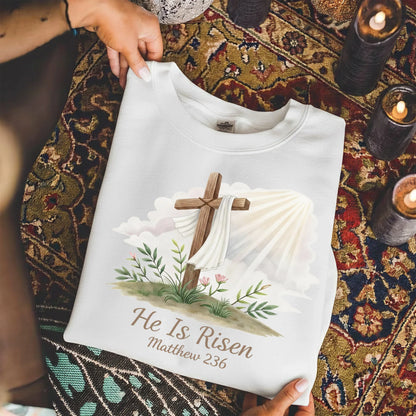 He Is Risen Matthew 28:6 Watercolor – He is Risen – Unisex Tshirt / Hoodie / Sweatshirt - Faith Guided Life