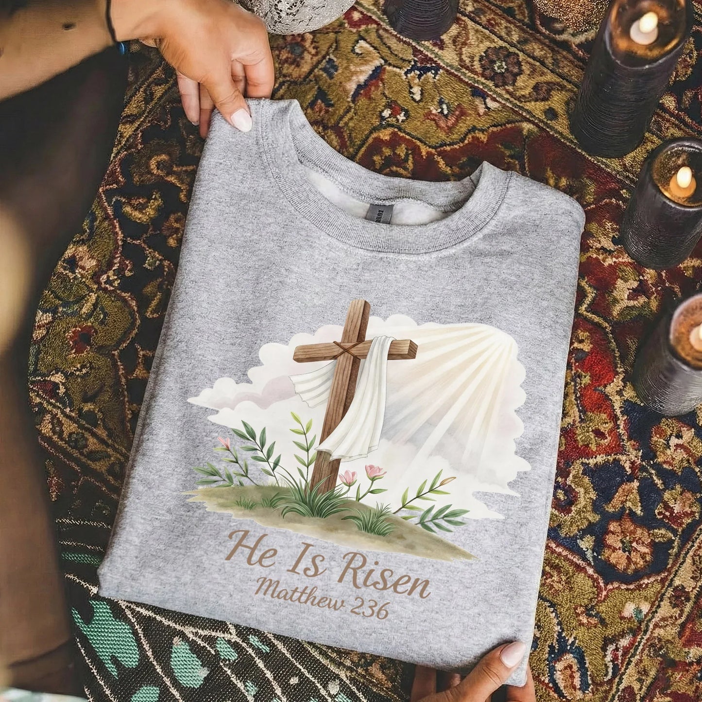 He Is Risen Matthew 28:6 Watercolor – He is Risen – Unisex Tshirt / Hoodie / Sweatshirt - Faith Guided Life