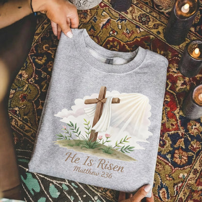 He Is Risen Matthew 28:6 Watercolor – He is Risen – Unisex Tshirt / Hoodie / Sweatshirt - Faith Guided Life