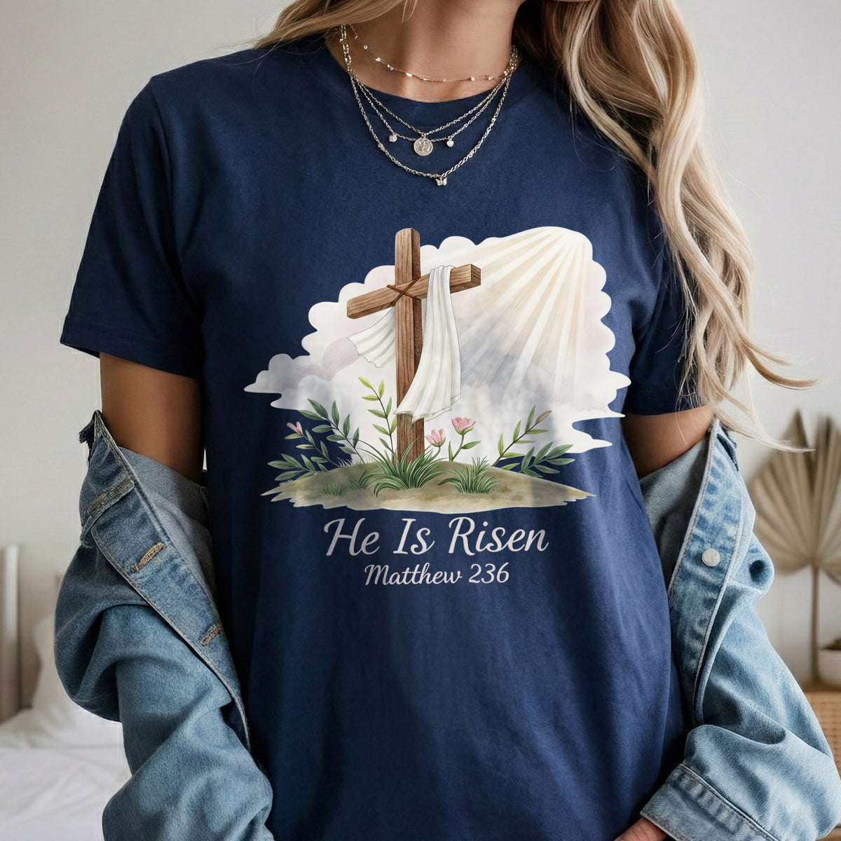 [COMFORT T-SHIRT] He Is Risen Matthew 28:6 Watercolor – He is Risen
