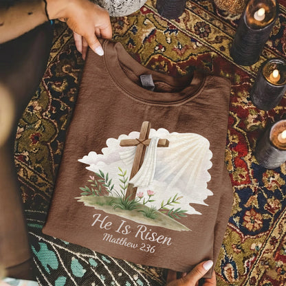He Is Risen Matthew 28:6 Watercolor – He is Risen – Unisex Tshirt / Hoodie / Sweatshirt - Faith Guided Life