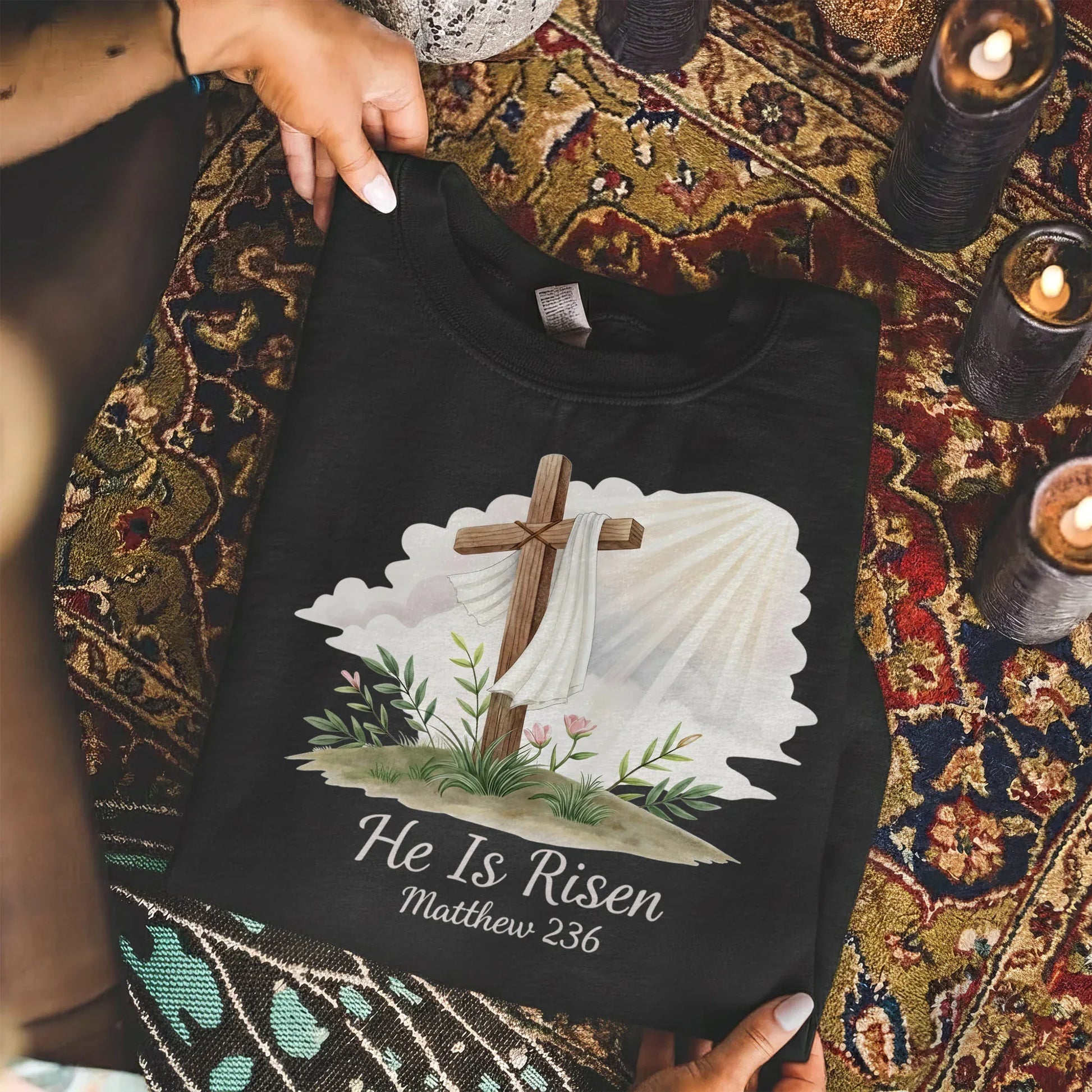 He Is Risen Matthew 28:6 Watercolor – He is Risen – Unisex Tshirt / Hoodie / Sweatshirt - Faith Guided Life