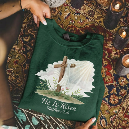 He Is Risen Matthew 28:6 Watercolor – He is Risen – Unisex Tshirt / Hoodie / Sweatshirt - Faith Guided Life
