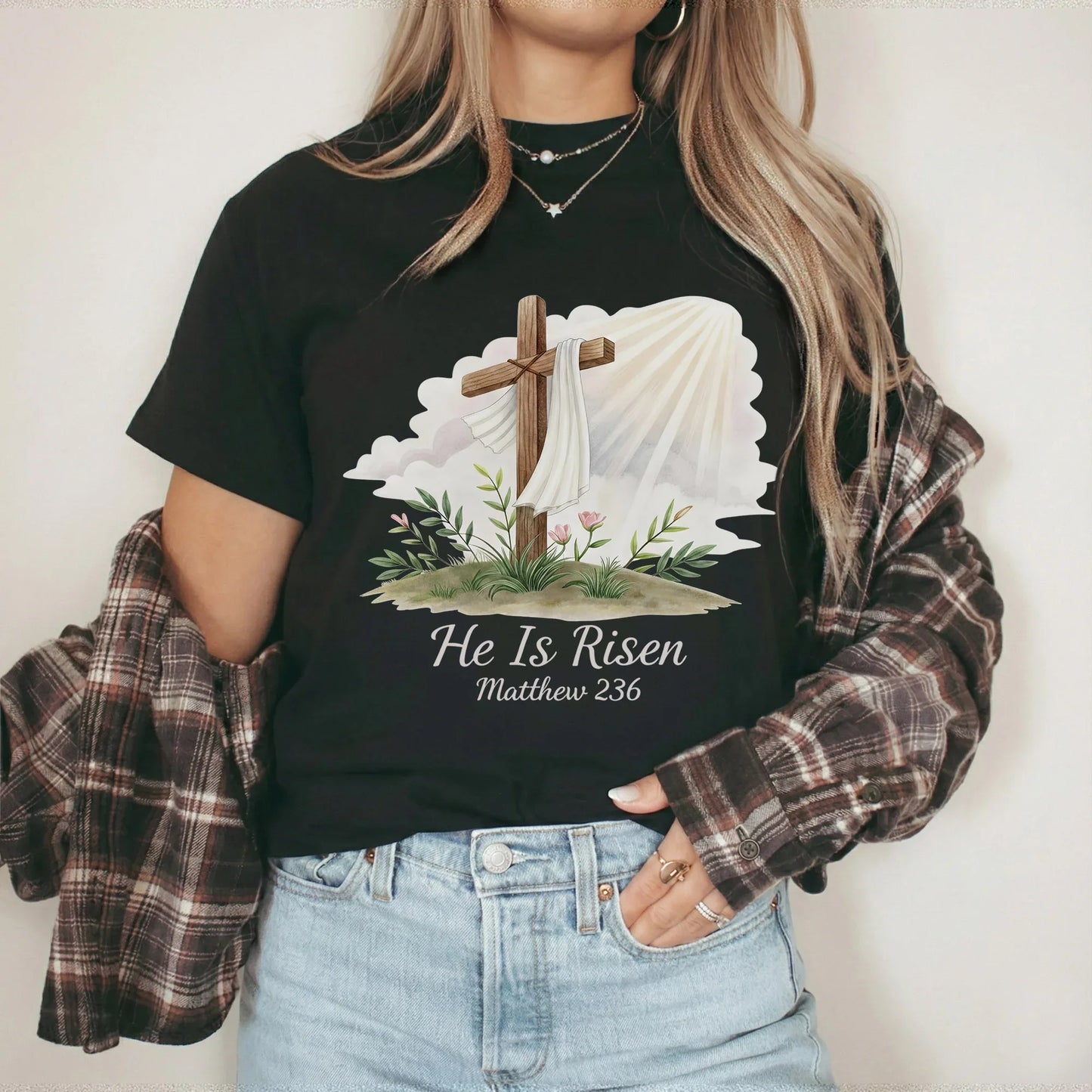 He Is Risen Matthew 28:6 Watercolor – He is Risen – Unisex Tshirt / Hoodie / Sweatshirt - Faith Guided Life