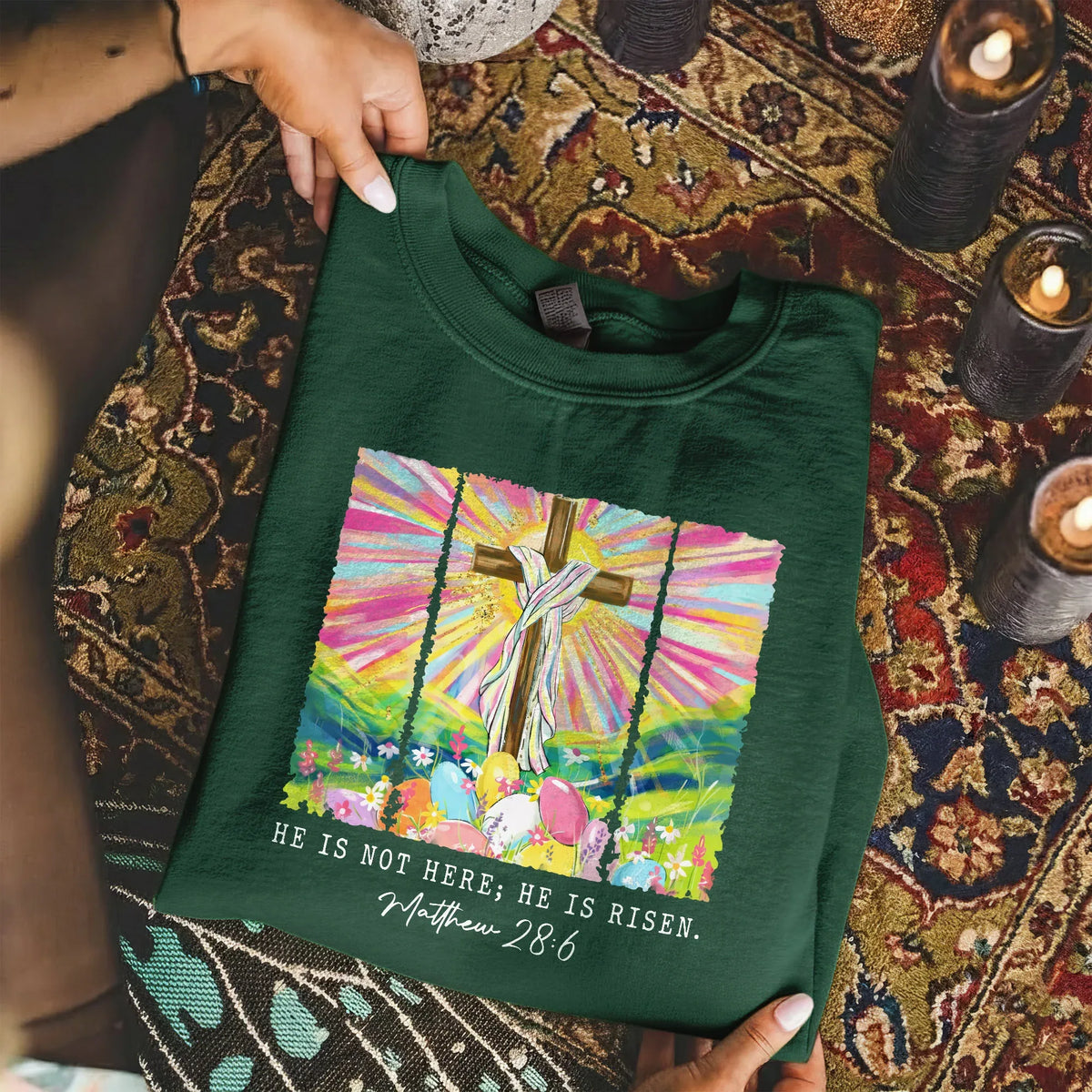 He Is Not Here Matthew 28:6 – He is Risen – Unisex Tshirt / Hoodie / Sweatshirt - Faith Guided Life