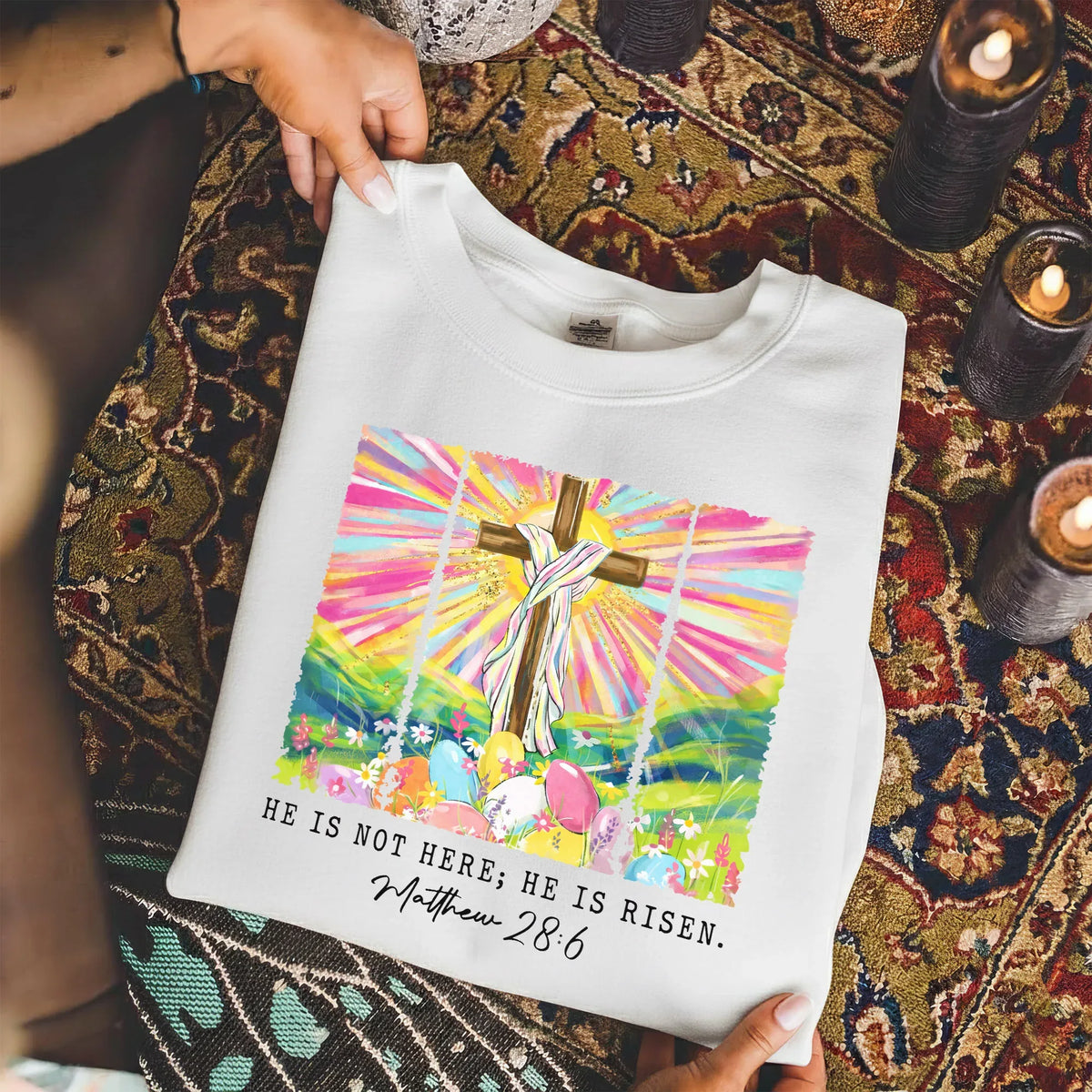 He Is Not Here Matthew 28:6 – He is Risen – Unisex Tshirt / Hoodie / Sweatshirt - Faith Guided Life