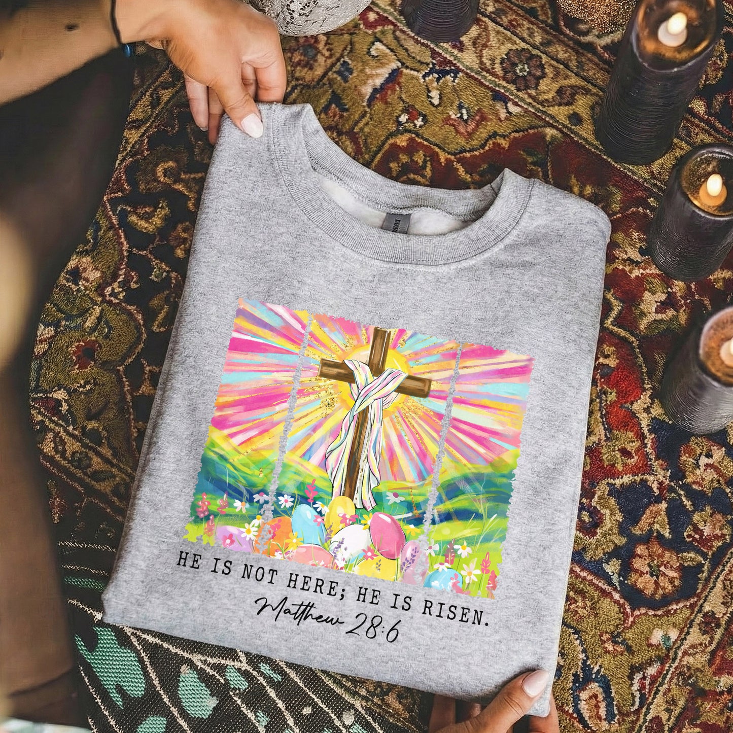 He Is Not Here Matthew 28:6 – He is Risen – Unisex Tshirt / Hoodie / Sweatshirt