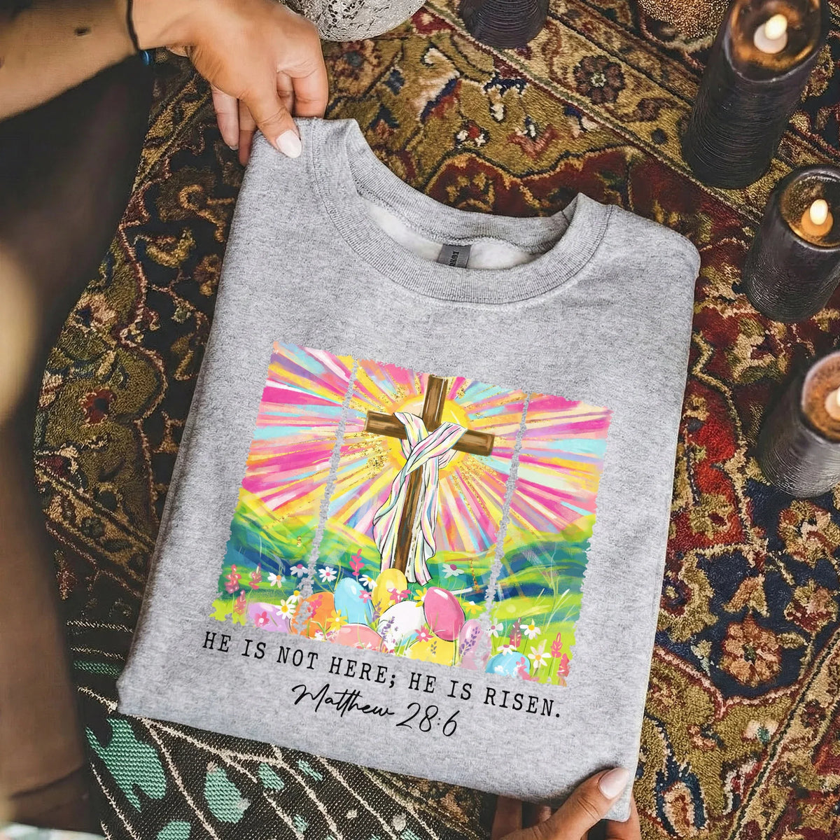 He Is Not Here Matthew 28:6 – He is Risen – Unisex Tshirt / Hoodie / Sweatshirt - Faith Guided Life