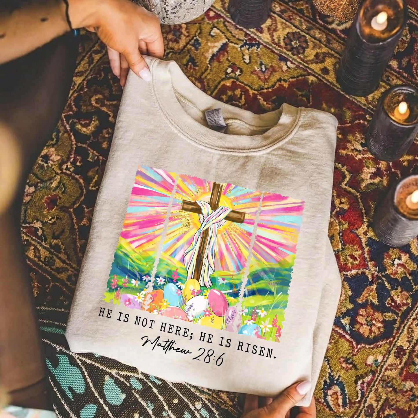 He Is Not Here Matthew 28:6 – He is Risen – Unisex Tshirt / Hoodie / Sweatshirt