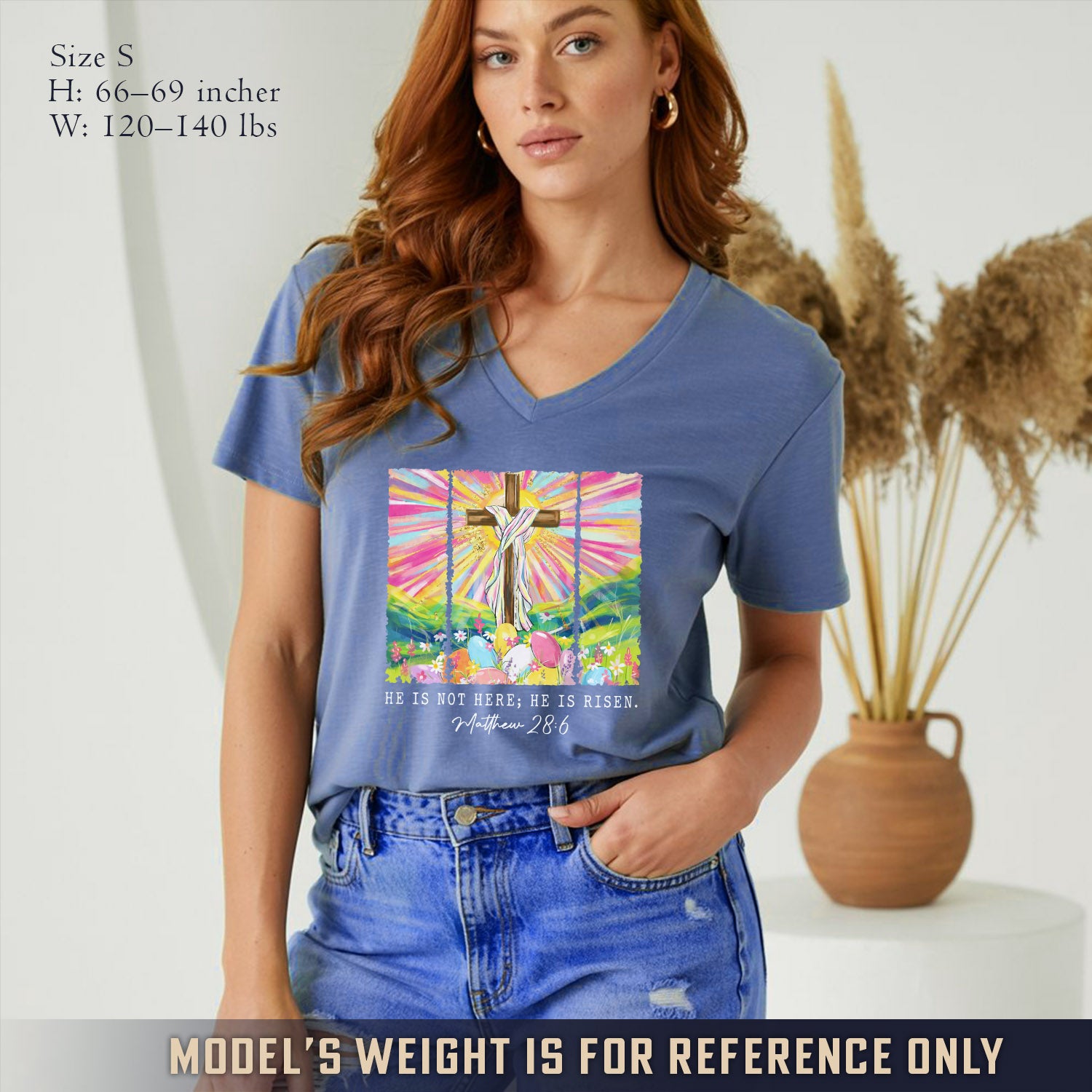 He Is Not Here Matthew 28:6  - V-Neck Christian Shirt