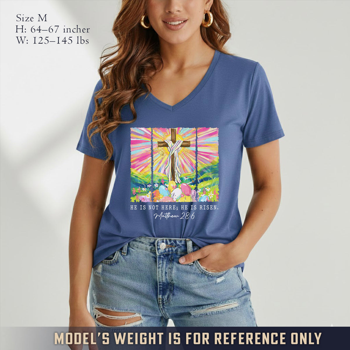 He Is Not Here Matthew 28:6  - V-Neck Christian Shirt