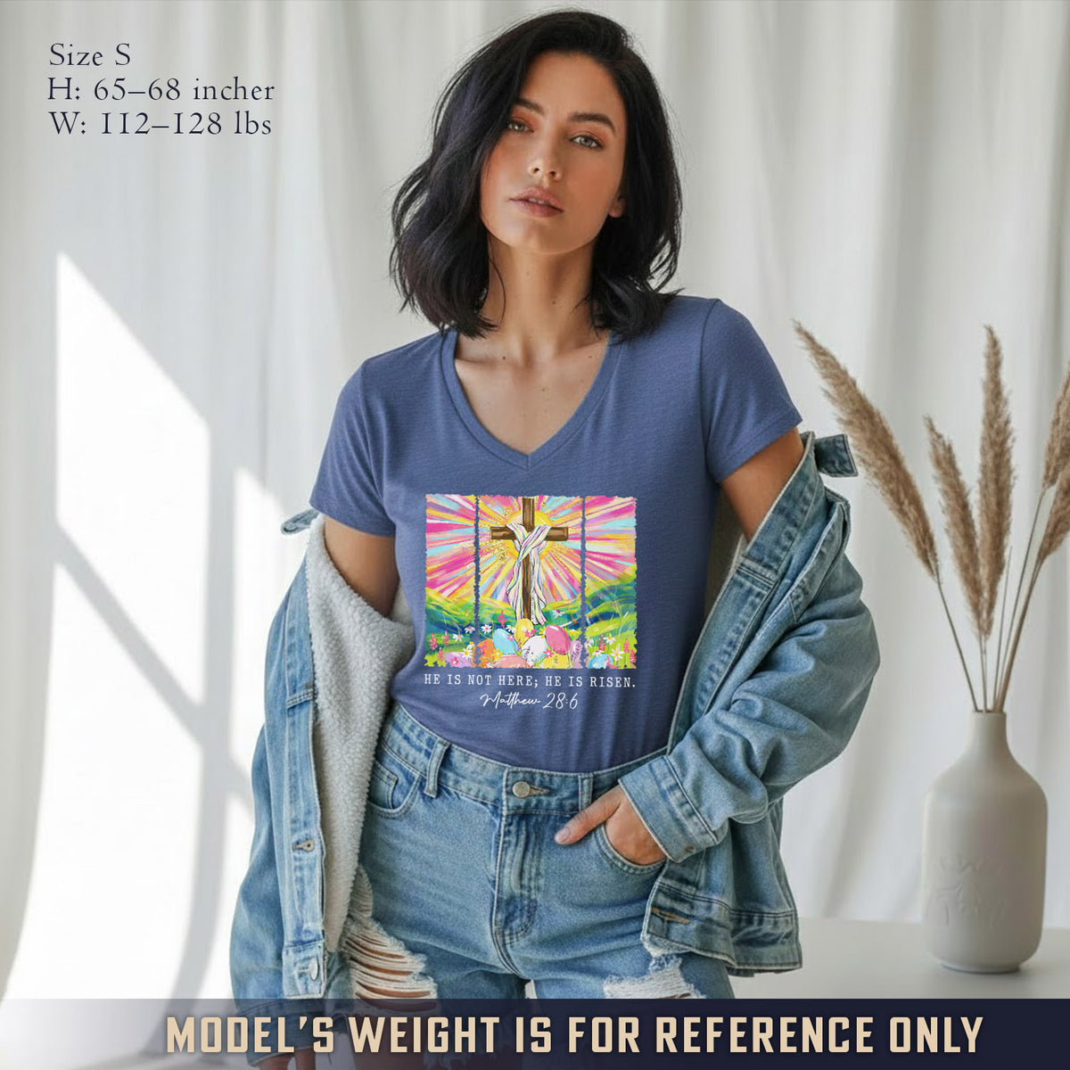 He Is Not Here Matthew 28:6  - V-Neck Christian Shirt