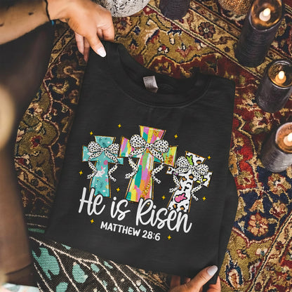 He Is Risen Matthew 28:6 Leopard Print – He is Risen – Unisex Tshirt / Hoodie / Sweatshirt