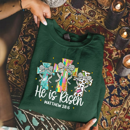 He Is Risen Matthew 28:6 Leopard Print – He is Risen – Unisex Tshirt / Hoodie / Sweatshirt