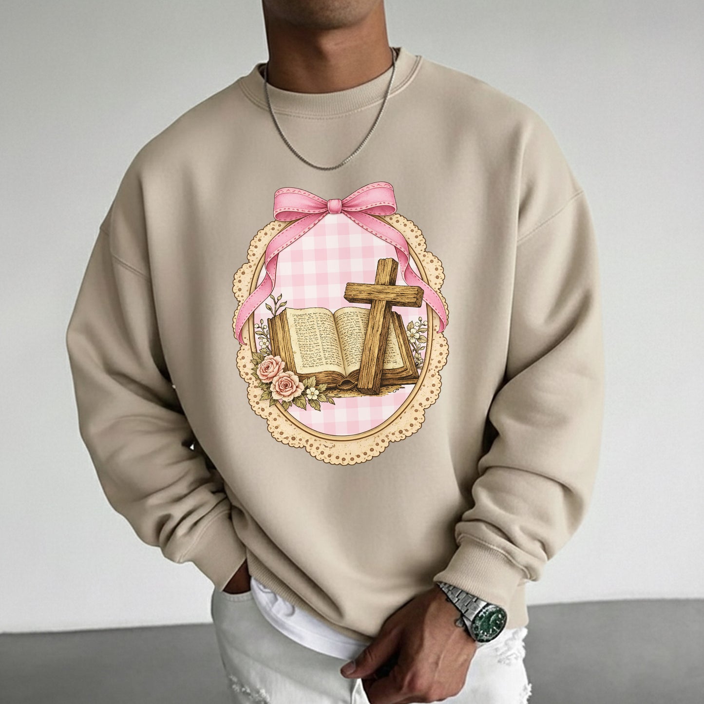 Coquette Pink Bow Bible & Cross – Faith Message– Unisex Tshirt / Hoodie / Sweatshirt