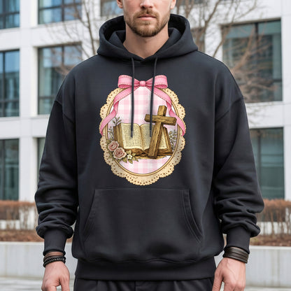 Coquette Pink Bow Bible & Cross – Faith Message– Unisex Tshirt / Hoodie / Sweatshirt