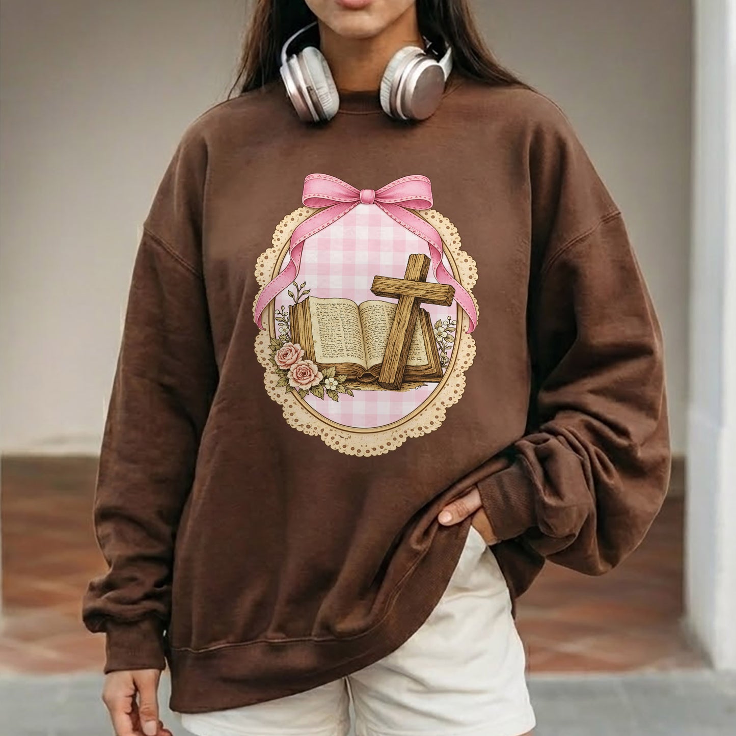 Coquette Pink Bow Bible & Cross – Faith Message– Unisex Tshirt / Hoodie / Sweatshirt