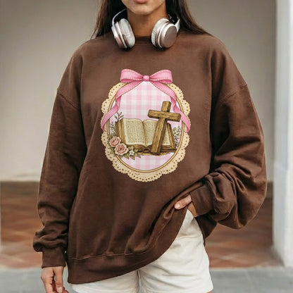 Coquette Pink Bow Bible & Cross – Faith Message– Unisex Tshirt / Hoodie / Sweatshirt