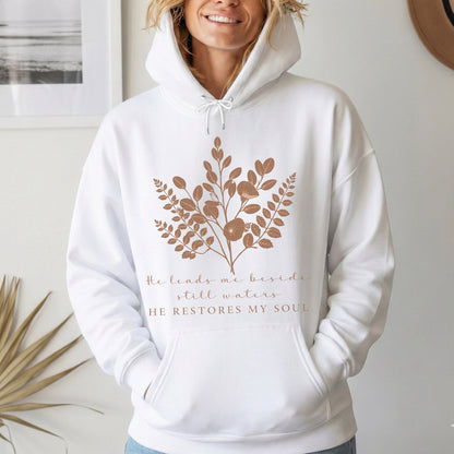 He Leads Me Beside Still Waters Scripture – Faith Floral – Unisex Tshirt / Hoodie / Sweatshirt