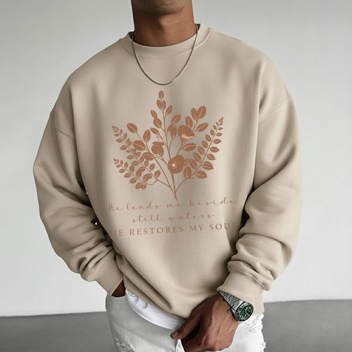 He Leads Me Beside Still Waters Scripture – Faith Floral – Unisex Tshirt / Hoodie / Sweatshirt