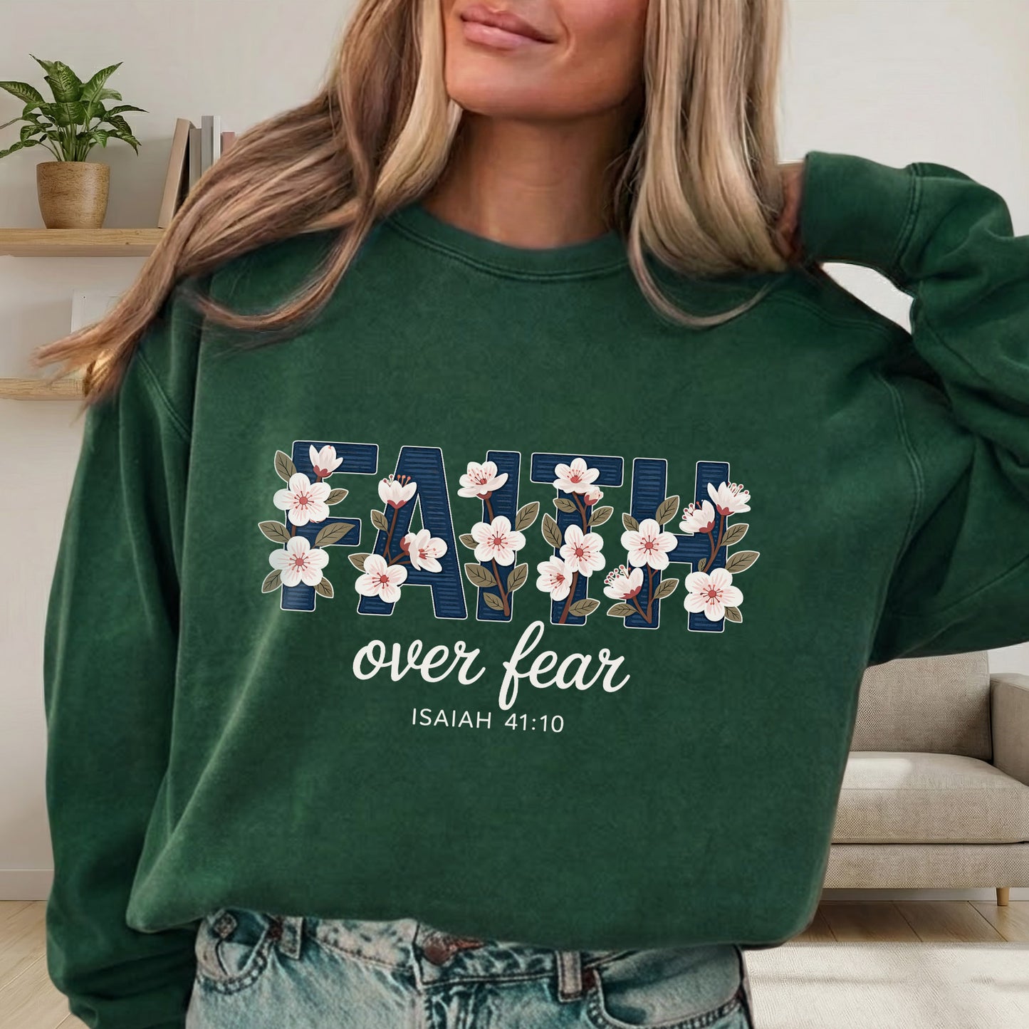 Faith Over Fear Floral Block Letters – Faith Floral – Unisex Tshirt / Hoodie / Sweatshirt