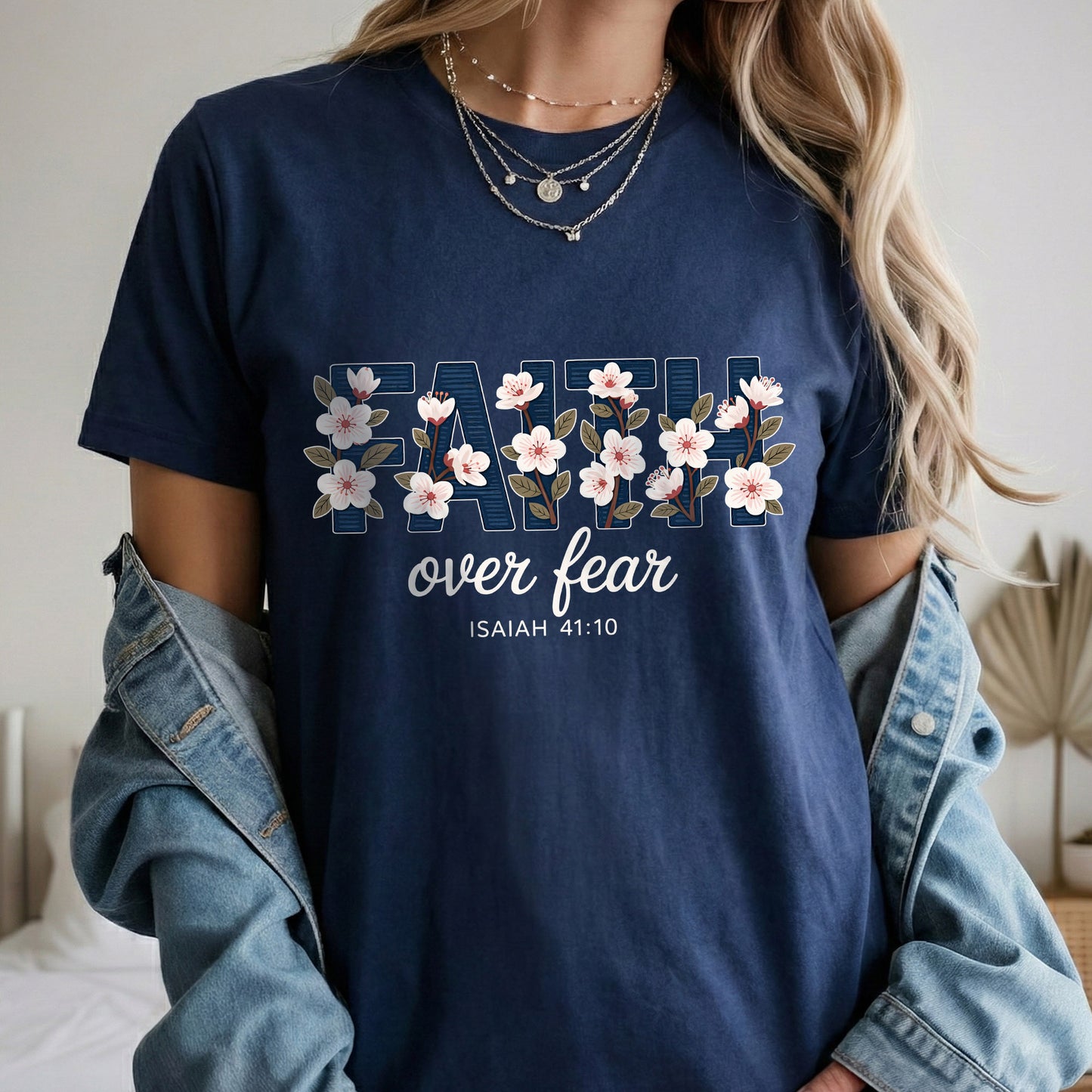 Faith Over Fear Floral Block Letters – Faith Floral – Unisex Tshirt / Hoodie / Sweatshirt