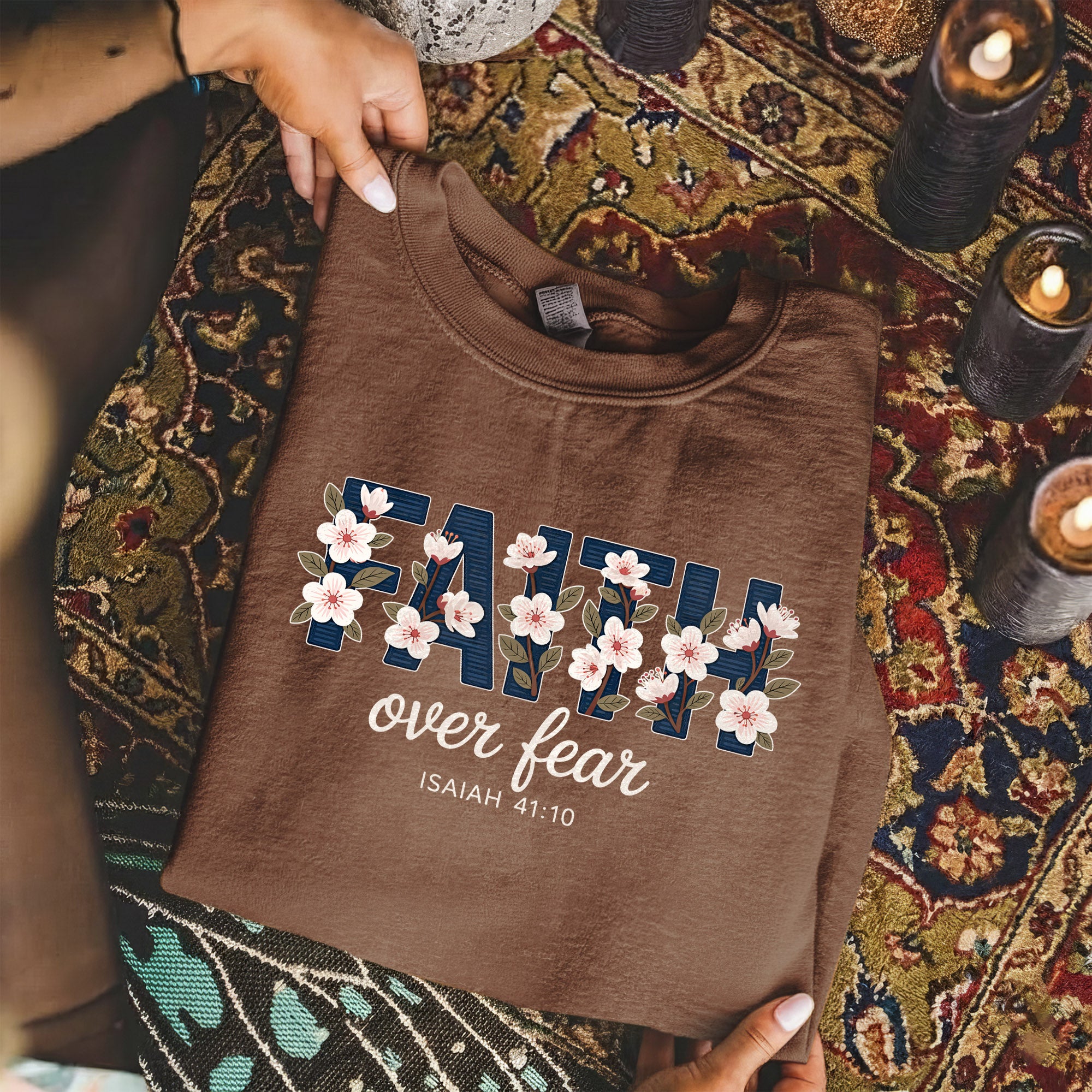 Faith Over Fear Floral Block Letters – Faith Floral – Unisex Tshirt / Hoodie / Sweatshirt