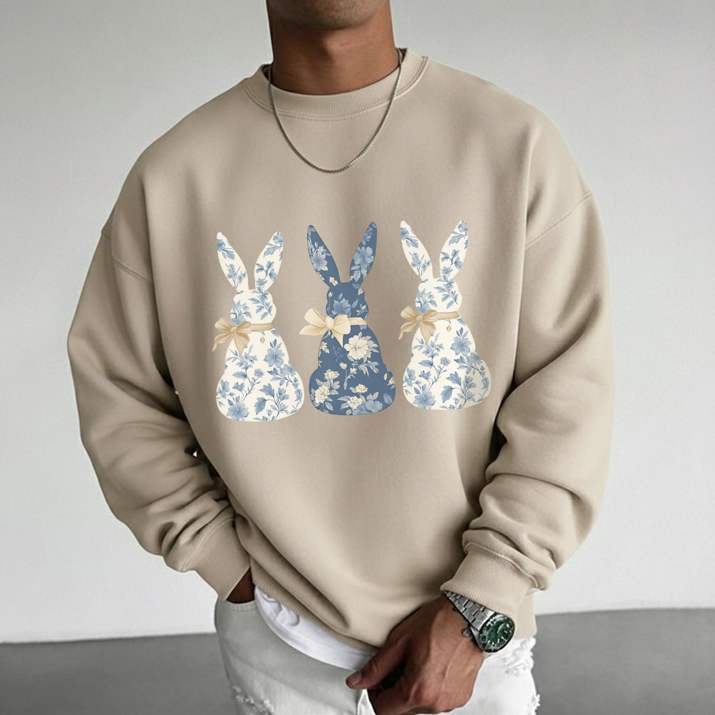 Blue Floral Easter Bunnies – He is Risen – Unisex Tshirt / Hoodie / Sweatshirt