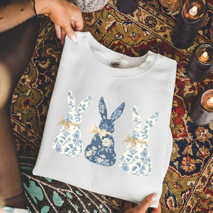 Blue Floral Easter Bunnies – He is Risen – Unisex Tshirt / Hoodie / Sweatshirt