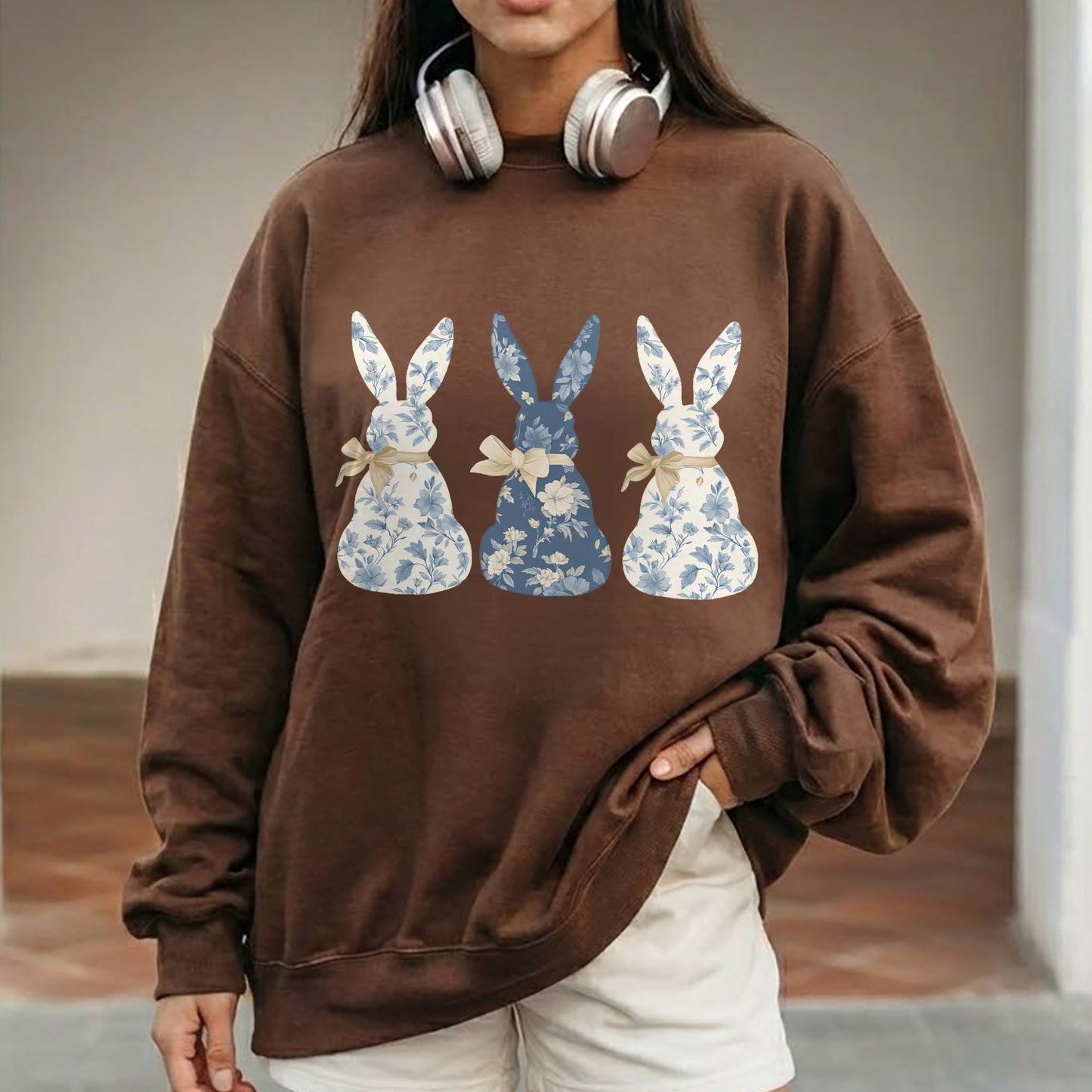 Blue Floral Easter Bunnies – He is Risen – Unisex Tshirt / Hoodie / Sweatshirt