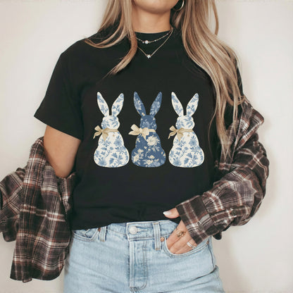 Blue Floral Easter Bunnies – He is Risen – Unisex Tshirt / Hoodie / Sweatshirt