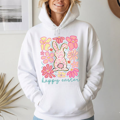 Happy Easter Bright Pink Floral Bunny – He is Risen – Unisex Tshirt / Hoodie / Sweatshirt