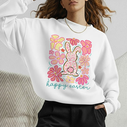 Happy Easter Bright Pink Floral Bunny – He is Risen – Unisex Tshirt / Hoodie / Sweatshirt