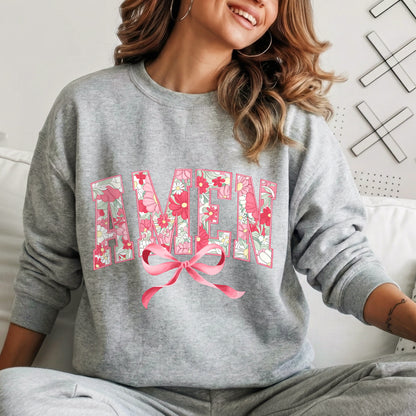 Amen Spring Flowers And Ribbon - Christian Pattern - Unisex Tshirt / Hoodie / Sweatshirt