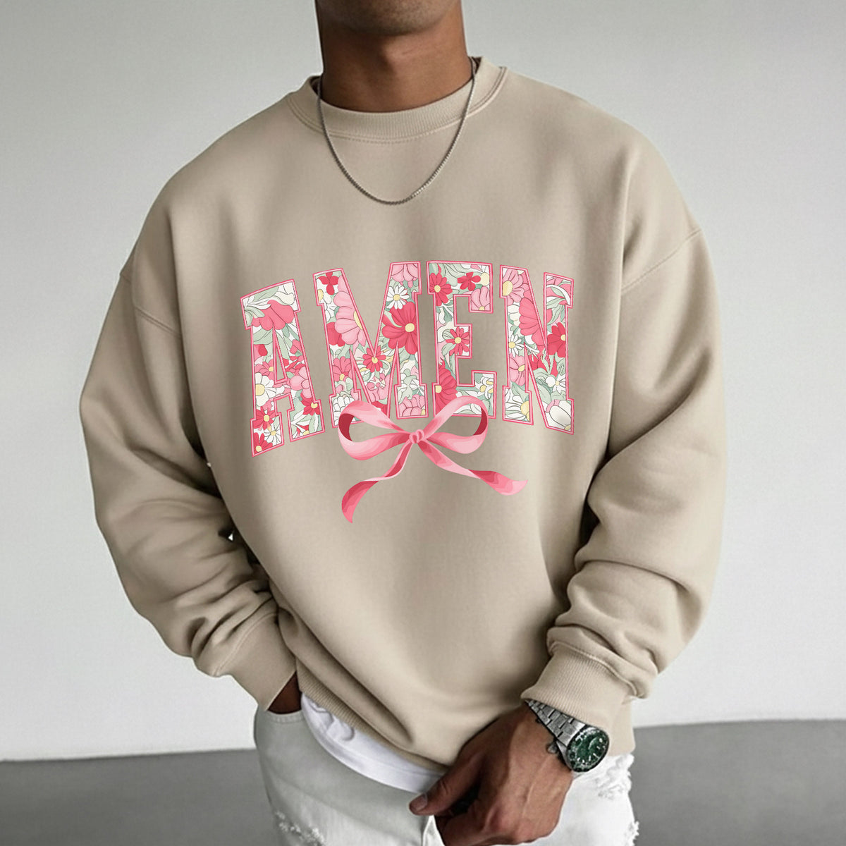 Amen Spring Flowers And Ribbon - Christian Pattern - Unisex Tshirt / Hoodie / Sweatshirt